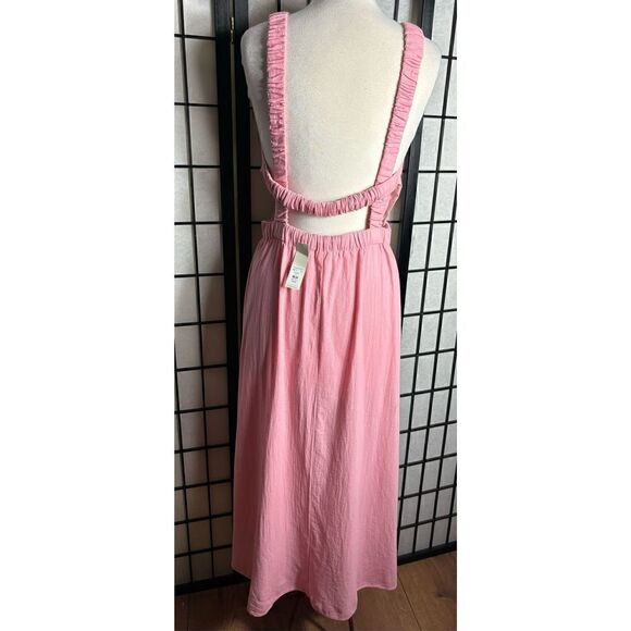 Francesca Mi Ami Backless Pink Open Back Blouson Summer Resort Bohemian Dress - Picture 4 of 9